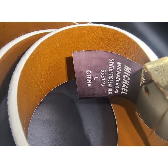 Michael Kors Logo Reversible Belt - Medium Vanilla/Beige main image 3